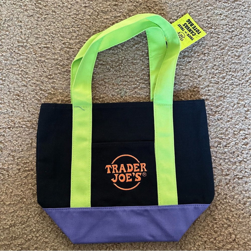 Trader Joe's limited edition Halloween Black Canvas mini Tote Bag